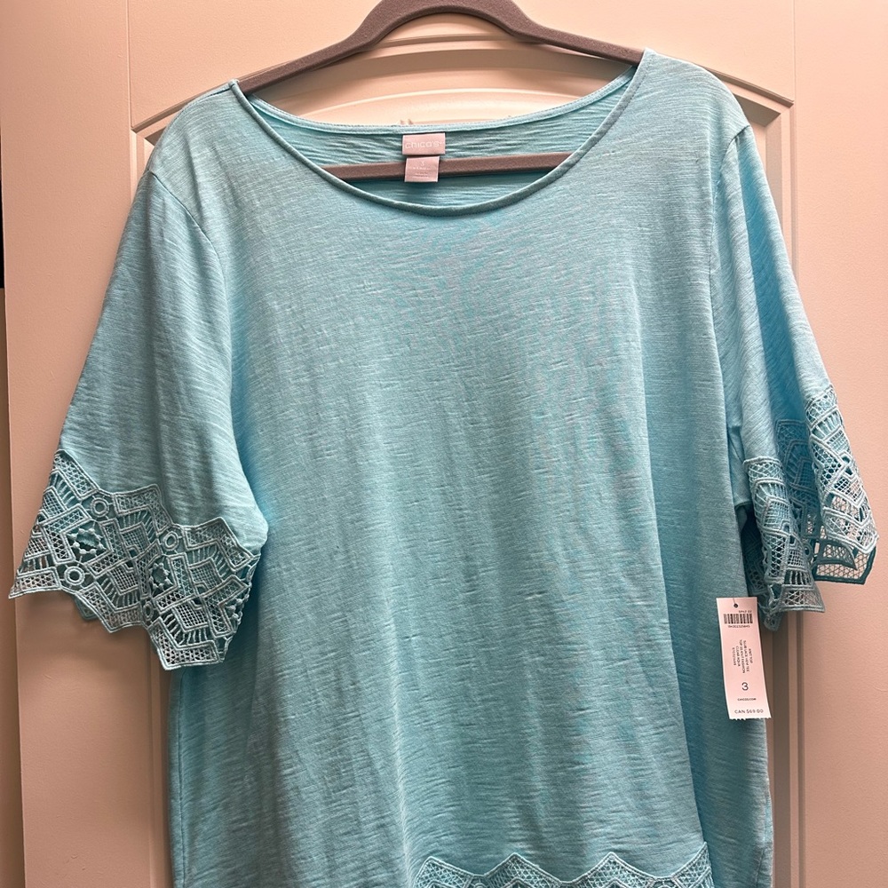 NWT Chico’s tee with lace detail!